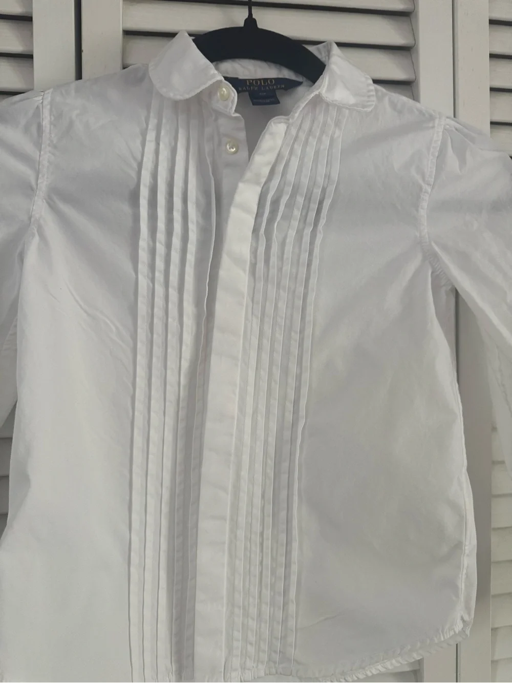 Polo by Ralph Lauren Girls' White Pintuck Peter Pan Collar Blouse Size 6x